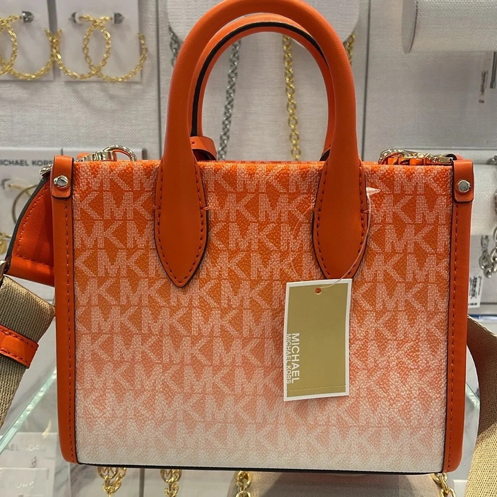 Michael Kors Mirella Extra-Small Ombré Logo Crossbody Shopper XBODY 
Poppy 
NWT - Picture 9 of 16